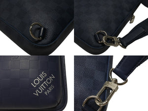 LOUIS VUITTON ルイヴィトン ダミエアンフィニ アヴェニュー スリングバッグ ボディバッグ N40439 ネイビー シルバー金具 美品 中古 4b005051
