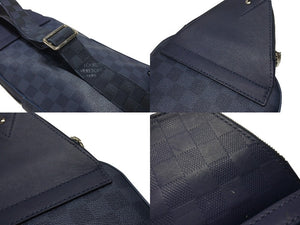 LOUIS VUITTON ルイヴィトン ダミエアンフィニ アヴェニュー スリングバッグ ボディバッグ N40439 ネイビー シルバー金具 美品 中古 4b005051