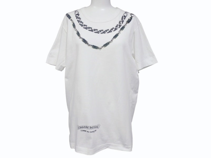 極美品 COMME des GARCONS コムデギャルソン × CHROME HEARTS クロムハーツ 半袖Tシャツ OT-T025 サイズL 2007年 クリスマス限定 中古 4b005053