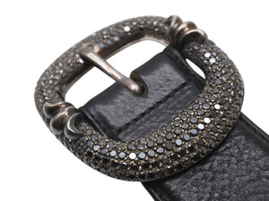 CHROME HEARTS クロムハーツ ガンスリンガー ベルト ブラック ブラックダイヤモンド レザー 小物 シルバー925 1994 サイズ38 美品 中古 4b005056