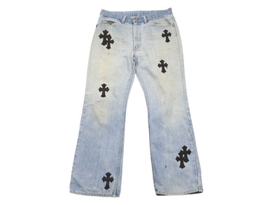 CHROME HEARTS クロムハーツ クロスパッチ デニム パンツ リーバイス LEVI`S 517 オーダー サイズ34 ブルー 美品 中古 4b005057