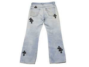 CHROME HEARTS クロムハーツ クロスパッチ デニム パンツ リーバイス LEVI`S 517 オーダー サイズ34 ブルー 美品 中古 4b005057