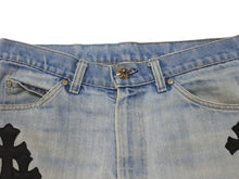 Load image into Gallery viewer, CHROME HEARTS クロムハーツ クロスパッチ デニム パンツ リーバイス LEVI`S 517 オーダー サイズ34 ブルー 美品 中古 4b005057
