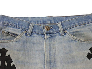 CHROME HEARTS クロムハーツ クロスパッチ デニム パンツ リーバイス LEVI`S 517 オーダー サイズ34 ブルー 美品 中古 4b005057