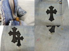 Load image into Gallery viewer, CHROME HEARTS クロムハーツ クロスパッチ デニム パンツ リーバイス LEVI`S 517 オーダー サイズ34 ブルー 美品 中古 4b005057