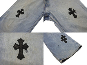 CHROME HEARTS クロムハーツ クロスパッチ デニム パンツ リーバイス LEVI`S 517 オーダー サイズ34 ブルー 美品 中古 4b005057