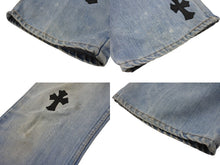 Load image into Gallery viewer, CHROME HEARTS クロムハーツ クロスパッチ デニム パンツ リーバイス LEVI`S 517 オーダー サイズ34 ブルー 美品 中古 4b005057