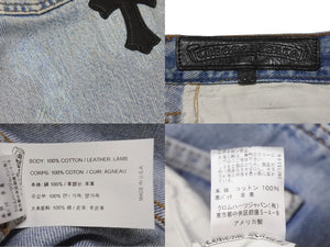 新品未使用 CHROME HEARTS クロムハーツ クロスパッチ デニム パンツ リーバイス LEVI`S 501 オーダー サイズ31 ブルー 中古 4b005058