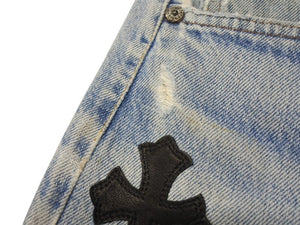 新品未使用 CHROME HEARTS クロムハーツ クロスパッチ デニム パンツ リーバイス LEVI`S 501 オーダー サイズ31 ブルー 中古 4b005058