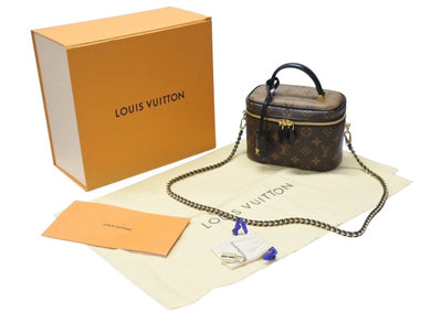 新品同様 LOUIS VUITTON ルイヴィトン モノグラムリバース バニティNV PM 2WAYハンドバッグ M45165 ブラウン ゴールド金具 中古 4b005061