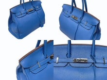Load image into Gallery viewer, 極美品 HERMES エルメス BIRKIN バーキン35 ミコノス シルバー金具 トリヨンクレマンス ハンドバッグ □O刻印 中古 4b005067