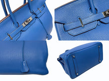 Load image into Gallery viewer, 極美品 HERMES エルメス BIRKIN バーキン35 ミコノス シルバー金具 トリヨンクレマンス ハンドバッグ □O刻印 中古 4b005067