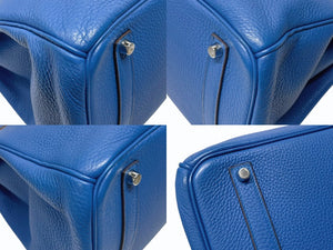 極美品 HERMES エルメス BIRKIN バーキン35 ミコノス シルバー金具 トリヨンクレマンス ハンドバッグ □O刻印 中古 4b005067