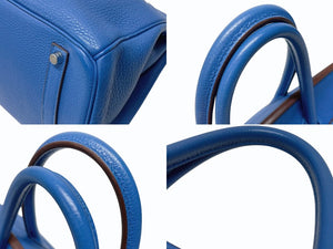 極美品 HERMES エルメス BIRKIN バーキン35 ミコノス シルバー金具 トリヨンクレマンス ハンドバッグ □O刻印 中古 4b005067