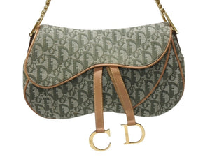Christian Dior クリスチャンディオール サドルバッグ ワンショルダーバッグ RU 0071 トロッター カーキ ガリアーノ期 美品 中古 4b005069
