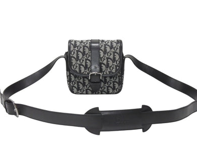 Christian Dior クリスチャンディオール ショルダーバッグ 04RU 0053 トロッター キャンバス レザー ブラック ガリアーノ期 美品 中古 4b005070