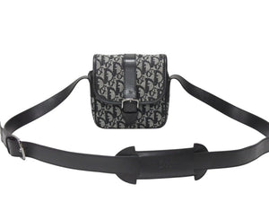 Christian Dior クリスチャンディオール ショルダーバッグ 04RU 0053 トロッター キャンバス レザー ブラック ガリアーノ期 美品 中古 4b005070
