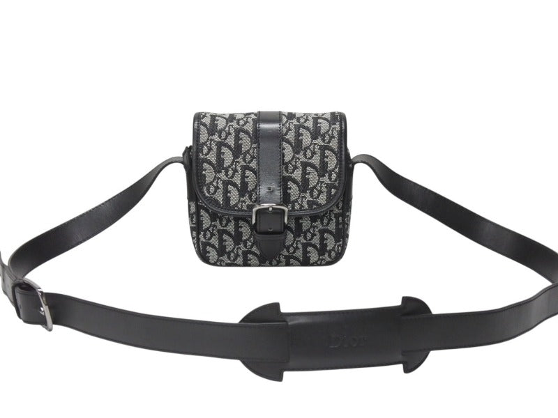 Christian Dior クリスチャンディオール ショルダーバッグ 04RU 0053 トロッター キャンバス レザー ブラック ガリアーノ期 美品 中古 4b005070