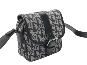 Christian Dior クリスチャンディオール ショルダーバッグ 04RU 0053 トロッター キャンバス レザー ブラック ガリアーノ期 美品 中古 4b005070