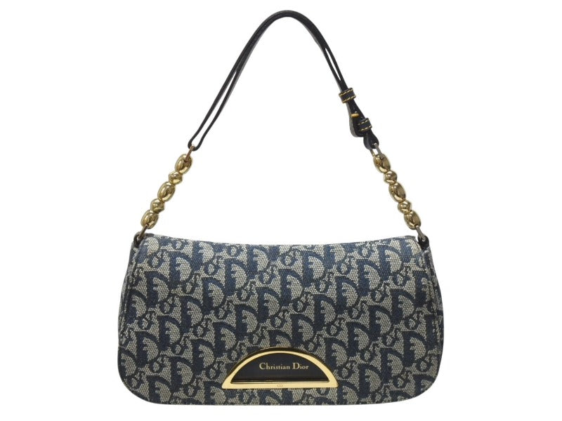 Christian Dior クリスチャンディオール マリスパール ワンショルダーバッグ PZ 0901 トロッター ネイビー ガリアーノ期 美品 中古 4b005072