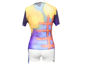 ISSEY MIYAKE イッセイミヤケ シアーカットソー IM31JK068 ナイロン マルチカラー サイズ2 美品 中古 4b005075