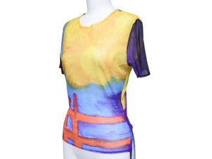 ISSEY MIYAKE イッセイミヤケ シアーカットソー IM31JK068 ナイロン マルチカラー サイズ2 美品 中古 4b005075