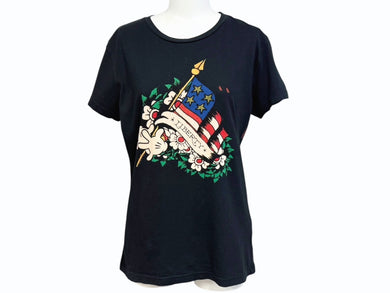 極美品 Ed Hardy エドハーディ 半袖Tシャツ トップス サイズM ブラック プリント タトゥーデザイン 中古 4b005076