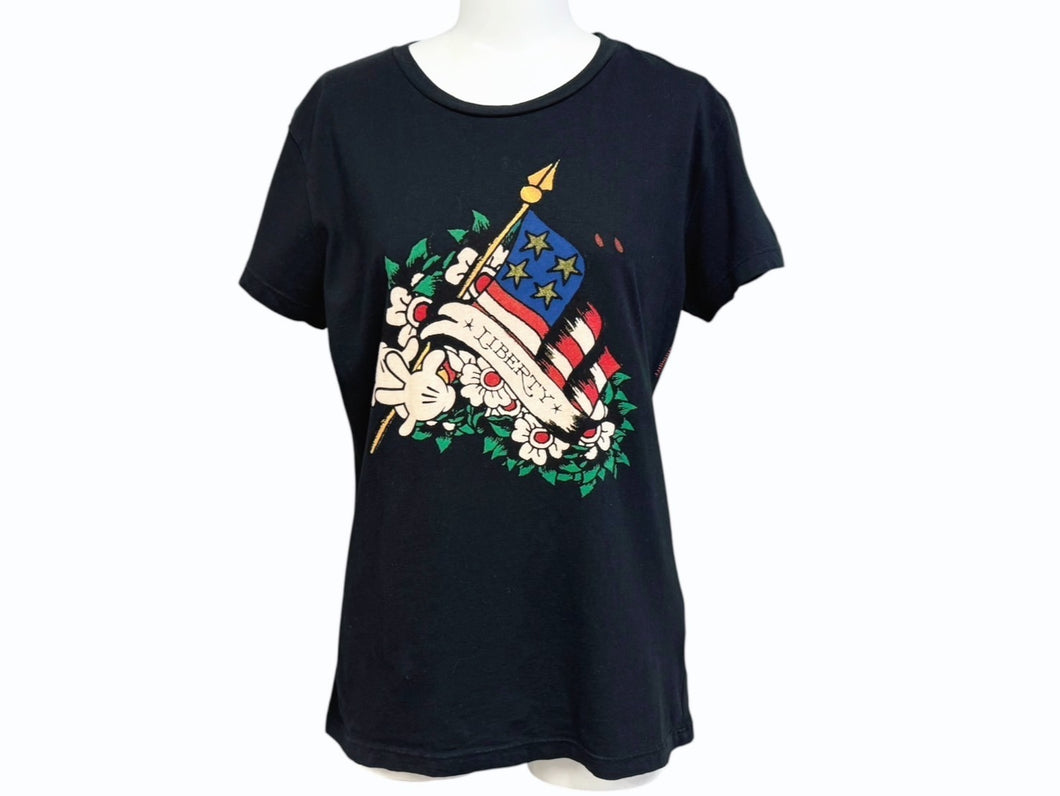 極美品 Ed Hardy エドハーディ 半袖Tシャツ トップス サイズM ブラック プリント タトゥーデザイン 中古 4b005076