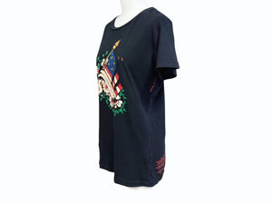 極美品 Ed Hardy エドハーディ 半袖Tシャツ トップス サイズM ブラック プリント タトゥーデザイン 中古 4b005076