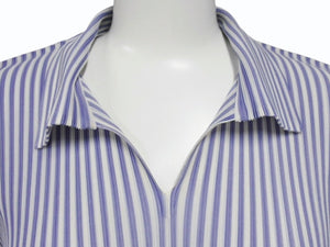 PLEATS PLEASE プリーツプリーズ イッミヤケ プリーツストライプブラウス PP51FK314 ブルー ホワイト サイズ3 美品 中古 4b005078 