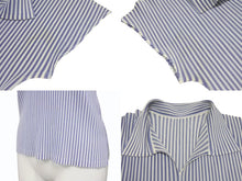 画像をギャラリービューアに読み込む, PLEATS PLEASE プリーツプリーズ イッミヤケ プリーツストライプブラウス PP51FK314 ブルー ホワイト サイズ3 美品 中古 4b005078 