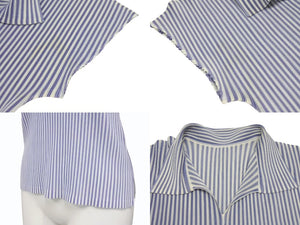 PLEATS PLEASE プリーツプリーズ イッミヤケ プリーツストライプブラウス PP51FK314 ブルー ホワイト サイズ3 美品 中古 4b005078 