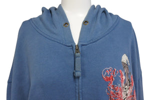 Ed Hardy エドハーディ グラフィックプリント ジップアップパーカー ネイビー ポリエステル サイズXL 美品 中古 4b005080