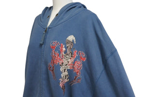 Ed Hardy エドハーディ グラフィックプリント ジップアップパーカー ネイビー ポリエステル サイズXL 美品 中古 4b005080