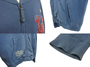 Ed Hardy エドハーディ グラフィックプリント ジップアップパーカー ネイビー ポリエステル サイズXL 美品 中古 4b005080