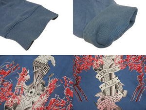 Ed Hardy エドハーディ グラフィックプリント ジップアップパーカー ネイビー ポリエステル サイズXL 美品 中古 4b005080