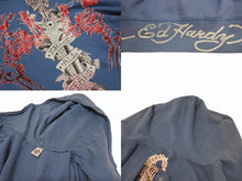 Load image into Gallery viewer, Ed Hardy エドハーディ グラフィックプリント ジップアップパーカー ネイビー ポリエステル サイズXL 美品 中古 4b005080