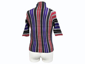 極美品 ISSEY MIYAKE イッセイミヤケ PLEATS (T.) 半袖トップス PP68FK845 サイズ3 プリーツ マルチカラー 中古 4b005081