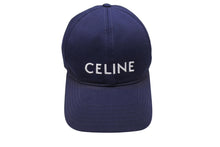Load image into Gallery viewer, CELINE セリーヌ ベースボールキャップ ハット 帽子 2AUA1242N サイズM ネイビー ホワイト ロゴ刺繍 良品 中古 4b005090