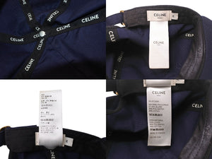 CELINE セリーヌ ベースボールキャップ ハット 帽子 2AUA1242N サイズM ネイビー ホワイト ロゴ刺繍 良品 中古 4b005090