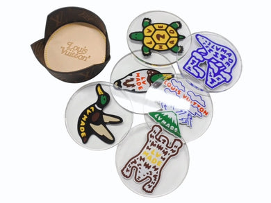極美品 LOUIS VUITTON × NIGO 2020年限定 LVスクエアードコレクション コースターセット GI0514 MD0230 ブラウン 中古 4b005105