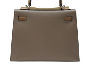 未使用 HERMES エルメス KELLY ケリートリコロール25 外縫い 2WAYハンドバッグ ヴォーエプソン トープ アルザン ビスキュイ シルバー金具 U刻印 中古 4b005109