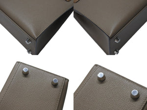 未使用 HERMES エルメス KELLY ケリートリコロール25 外縫い 2WAYハンドバッグ ヴォーエプソン トープ アルザン ビスキュイ シルバー金具 U刻印 中古 4b005109