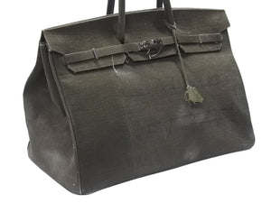 READYMADE レディメイド Travel Bag トラベルバッグ クロコ型押し サイズL 再構築 バーキン50型 ハンドバッグ オリーブ 美品 中古 4b005112