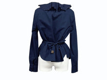 Load image into Gallery viewer, 極美品 LOUIS VUITTON ルイヴィトン 長袖シャツ RW221J サイズ36 プリーツ パンチング モノグラム ネイビー 中古 4b005114