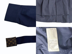極美品 LOUIS VUITTON ルイヴィトン 長袖シャツ RW221J サイズ36 プリーツ パンチング モノグラム ネイビー 中古 4b005114