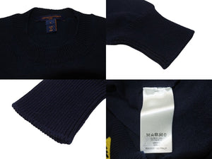 極美品 ルイヴィトン ルイヴィトン 23AW ニットセーター RW232W サイズS コットンカシミヤ ネイビー イエローロゴ 中古 4b005117 