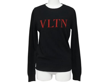 VALENTINO ヴァレンティノ ニット トレーナー SB3KC10546T ウール カシミヤ ブラック レッド サイズS 美品 中古 4b005119