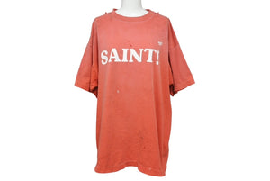 極美品 SAINT MICHAEL セントマイケル S/S TEE SAINT 半袖Tシャツ サイズM プリント加工 レッド ホワイト 中古 4b005122 