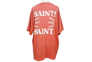 極美品 SAINT MICHAEL セントマイケル S/S TEE SAINT 半袖Tシャツ サイズM プリント加工 レッド ホワイト 中古 4b005122 